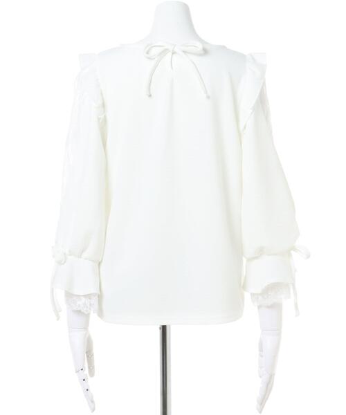 INGNI(イング)の「袖割れトップス(Tシャツ/カットソー・レディース・オフホワイト/グレー×サックスブルー/ブラック/スモークピンク・M)」の7枚目の写真