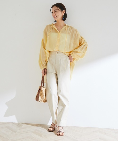 ROPE'（ロペ）の「【洗える】ローンボリュームスリーブタックブラウス（シャツ/ブラウス・レディース・ホワイト/グレー/イエロー・38）」の16枚目の写真