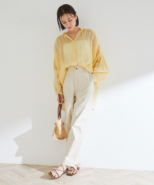 ROPE'（ロペ）の「【洗える】ローンボリュームスリーブタックブラウス（シャツ/ブラウス・レディース・ホワイト/グレー/イエロー・38）」の8枚目の写真