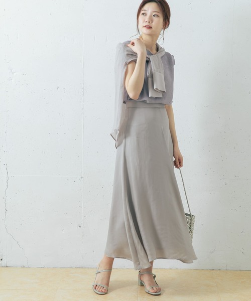 URBAN RESEARCH ROSSO WOMEN(アーバンリサーチ ロッソ)の「キュプラフレアスカート(スカート・レディース・ライトグレー/ベージュ/グリーン・38/36)」の13枚目の写真