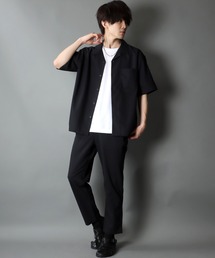 SITRY | ドレープストレッチ オープンカラーシャツ＆テーパードパンツ セットアップ/ワンマイルウェア(セットアップ)