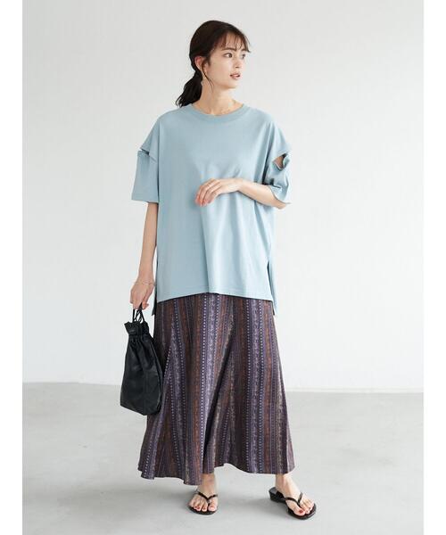 CRAFT STANDARD BOUTIQUE（クラフトスタンダードブティック）の「綿レーヨンフレアスカート　＊◇（スカート・レディース・モカ/ブラウン/ライトカーキ/その他8・FREE）」の7枚目の写真