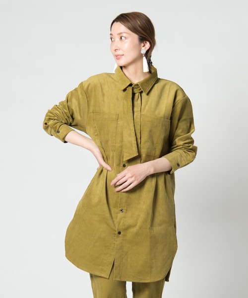 LAYMEE（レイミー）の「Lizzy corduroy shirt / リジーコーデュロイシャツ（シャツ/ブラウス・レディース・アイボリー/ブラウン/イエロー系・FREE）」の15枚目の写真