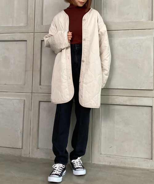 moment+（モーメントプラス）の「セパレートキルトライナー付きミリタリーコート（モッズコート・レディース・アイボリー/カーキ/ブラック・M）」の15枚目の写真