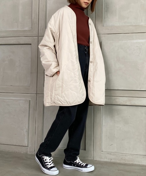 moment+（モーメントプラス）の「セパレートキルトライナー付きミリタリーコート（モッズコート・レディース・アイボリー/カーキ/ブラック・M）」の17枚目の写真