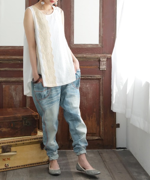 osharewalker(オシャレウォーカー)の「【廃盤】『配色レースデザインタンクトップ』(タンクトップ・レディース・ネイビー/アイボリー・1/2)」の12枚目の写真