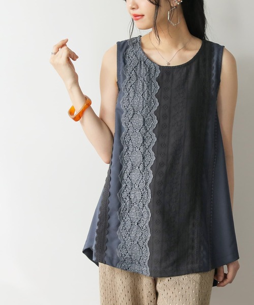 osharewalker(オシャレウォーカー)の「【廃盤】『配色レースデザインタンクトップ』(タンクトップ・レディース・ネイビー/アイボリー・1/2)」の13枚目の写真