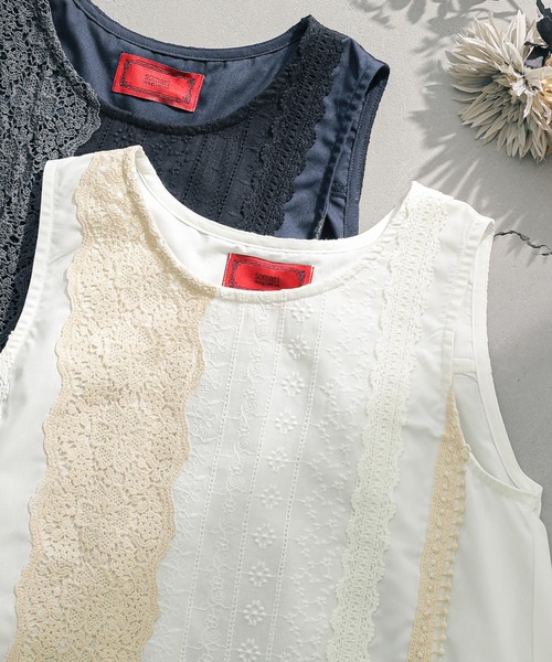 osharewalker(オシャレウォーカー)の「【廃盤】『配色レースデザインタンクトップ』(タンクトップ・レディース・ネイビー/アイボリー・1/2)」の8枚目の写真