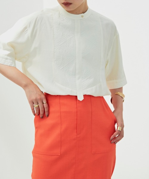 Aunt Marie's(アントマリーズ)の「デザインキルティングブラウス(シャツ/ブラウス・レディース・ホワイト/ナチュラル/グリーン/イエロー/オレンジ・FREE)」の9枚目の写真