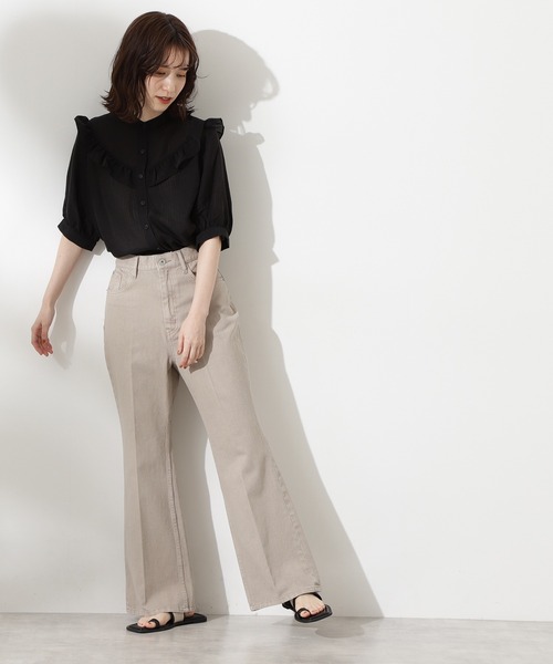 N.（N. Natural Beauty Basic）（エヌエヌナチュラルビューティーベーシック）の「【追加生産】◆スタンドネックフリルブラウス（シャツ/ブラウス・レディース・ホワイト/ブラック/ブルー・MEDIUM）」の5枚目の写真