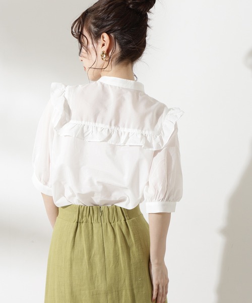 N.（N. Natural Beauty Basic）（エヌエヌナチュラルビューティーベーシック）の「【追加生産】◆スタンドネックフリルブラウス（シャツ/ブラウス・レディース・ホワイト/ブラック/ブルー・MEDIUM）」の11枚目の写真