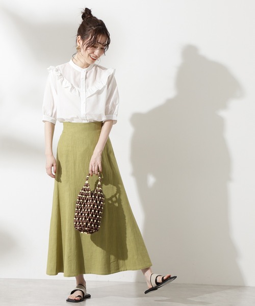 N.（N. Natural Beauty Basic）（エヌエヌナチュラルビューティーベーシック）の「【追加生産】◆スタンドネックフリルブラウス（シャツ/ブラウス・レディース・ホワイト/ブラック/ブルー・MEDIUM）」の9枚目の写真