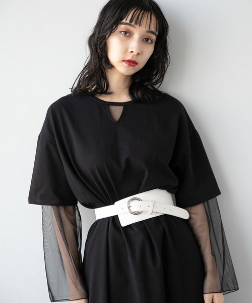 HARE(ハレ)の「【WEB限定アイテム】ワイドアシメベルト(HARE)(ベルト・レディース・ホワイト/ブラック・FREE)」の3枚目の写真