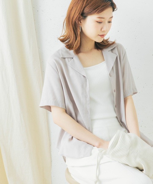 URBAN RESEARCH ROSSO - 超美品　アーバンリサーチロッソ　フレンチスリーブ　半袖シャツ　リネン混 UVカットウォッシャブルリネン混シャツブラウス[RAA5-23S501