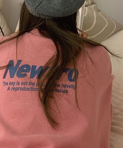 meJane(ミージェーン)の「NewtroロゴプリントビックシルエットラグランTシャツ【ZOZOTOWN限定】(Tシャツ/カットソー・レディース・ネイビー/ピンク/オートミール・FREE)」の3枚目の写真