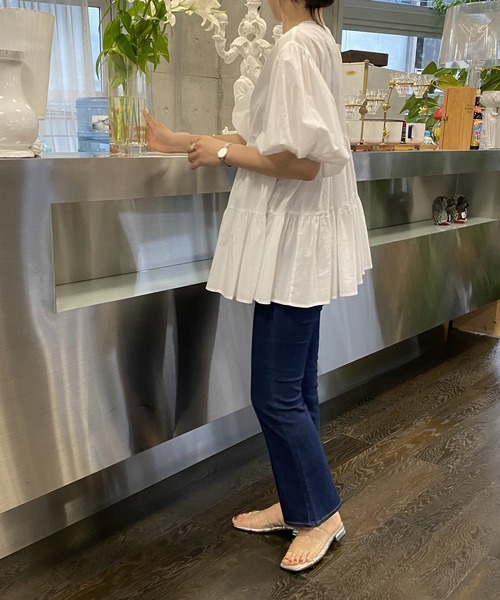 AS KNOW AS PINKY（アズノゥアズピンキー）の「ボリュームティアード半袖ブラウス（シャツ/ブラウス・レディース・オフホワイト/ブラック・FREE）」の19枚目の写真