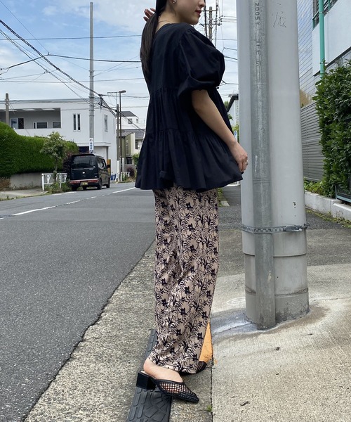 AS KNOW AS PINKY（アズノゥアズピンキー）の「ボリュームティアード半袖ブラウス（シャツ/ブラウス・レディース・オフホワイト/ブラック・FREE）」の5枚目の写真