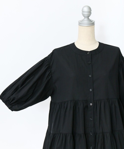 AS KNOW AS PINKY（アズノゥアズピンキー）の「ボリュームティアード半袖ブラウス（シャツ/ブラウス・レディース・オフホワイト/ブラック・FREE）」の6枚目の写真