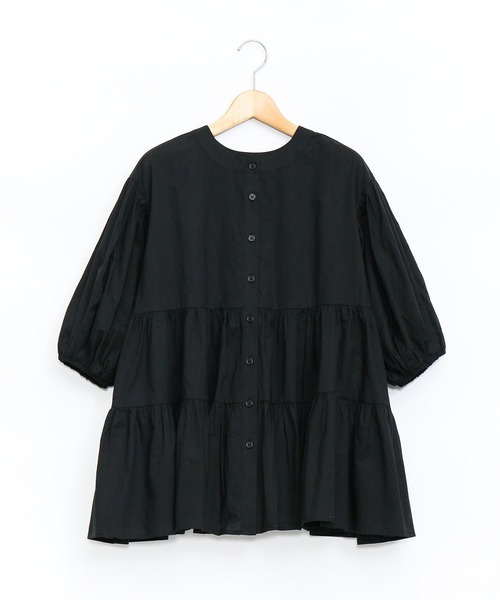 AS KNOW AS PINKY（アズノゥアズピンキー）の「ボリュームティアード半袖ブラウス（シャツ/ブラウス・レディース・オフホワイト/ブラック・FREE）」の10枚目の写真