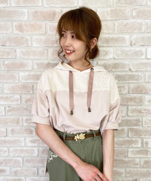 axes femme（アクシーズファム）の「バイカラーパーカーＰＯ（Tシャツ/カットソー・レディース・ベージュ/カーキ/サックスブルー・MEDIUM）」の3枚目の写真