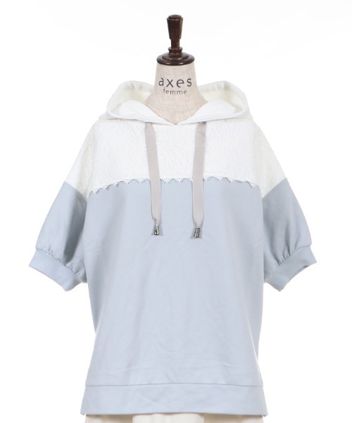 axes femme（アクシーズファム）の「バイカラーパーカーＰＯ（Tシャツ/カットソー・レディース・ベージュ/カーキ/サックスブルー・MEDIUM）」の4枚目の写真