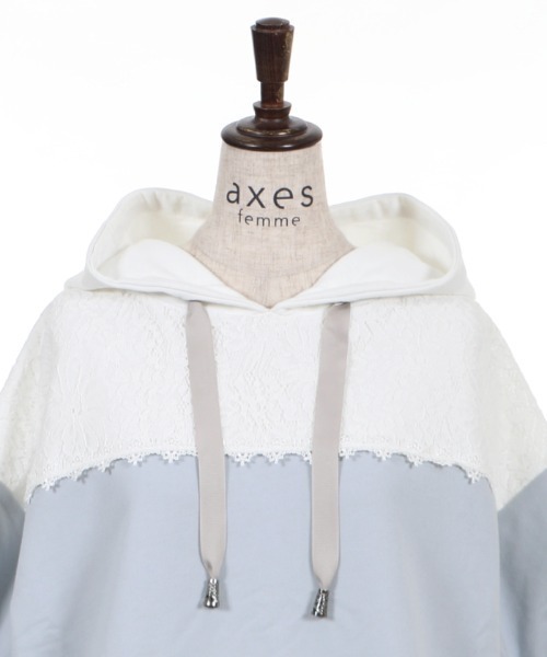 axes femme（アクシーズファム）の「バイカラーパーカーＰＯ（Tシャツ/カットソー・レディース・ベージュ/カーキ/サックスブルー・MEDIUM）」の7枚目の写真