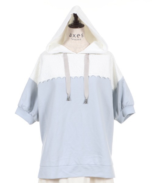 axes femme（アクシーズファム）の「バイカラーパーカーＰＯ（Tシャツ/カットソー・レディース・ベージュ/カーキ/サックスブルー・MEDIUM）」の9枚目の写真
