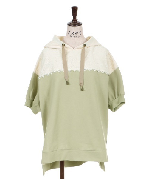 axes femme（アクシーズファム）の「バイカラーパーカーＰＯ（Tシャツ/カットソー・レディース・ベージュ/カーキ/サックスブルー・MEDIUM）」の14枚目の写真