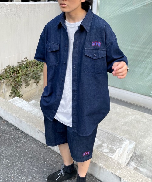 WHO'S WHO gallery（フーズフーギャラリー）の「【KOOKY'N/クーキー】サファリツイルシャツ（シャツ/ブラウス・メンズ・ブラック/ベージュ/カーキ/インディゴブルー・FREE）」の19枚目の写真