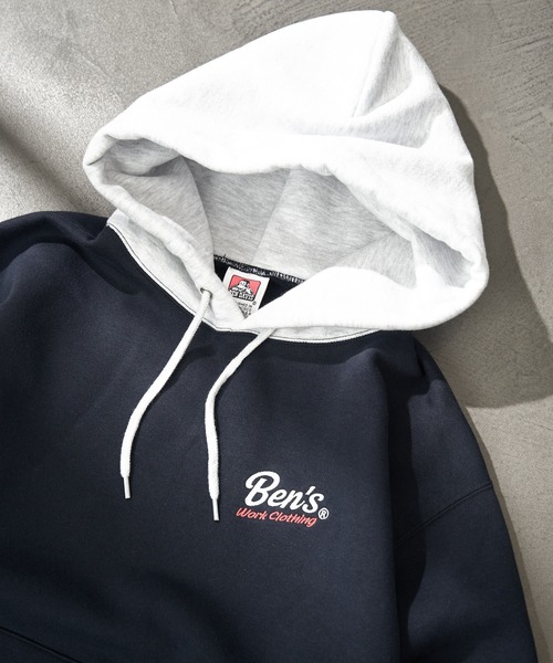 BEN DAVIS（ベンデイビス）の「【BEN DAVIS/ベンデイビス】別注 ヘビーウェイトワンポイント刺繍ロゴスウェットパーカー/ユニセックス/裏起毛（パーカー・メンズ・ブラック/ブルー系その他/アッシュグレー/グリーン/ネイビー系・S/M/XL/L）」の5枚目の写真