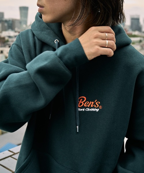 BEN DAVIS（ベンデイビス）の「【BEN DAVIS/ベンデイビス】別注 ヘビーウェイトワンポイント刺繍ロゴスウェットパーカー/ユニセックス/裏起毛（パーカー・メンズ・ブラック/ブルー系その他/アッシュグレー/グリーン/ネイビー系・S/M/XL/L）」の3枚目の写真