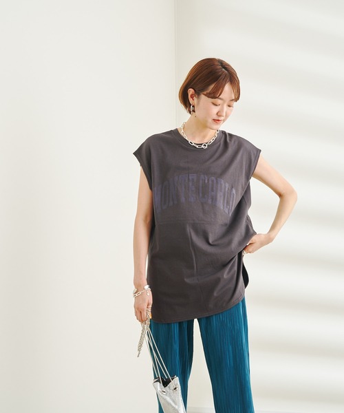 DouDou(ドゥドゥ)の「フロッキー MONTECARLO T(Tシャツ/カットソー・レディース・チャコールグレー/ベージュ/オフホワイト・FREE)」の18枚目の写真