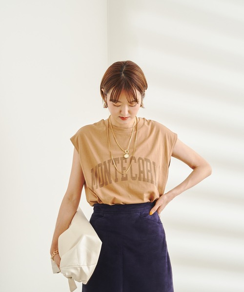 DouDou(ドゥドゥ)の「フロッキー MONTECARLO T(Tシャツ/カットソー・レディース・チャコールグレー/ベージュ/オフホワイト・FREE)」の8枚目の写真