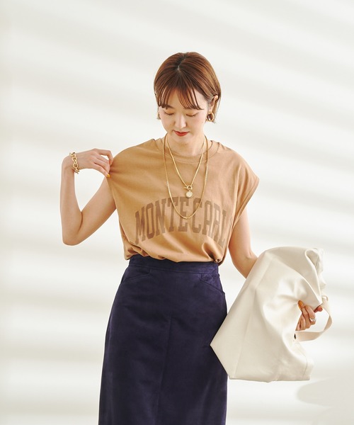 DouDou(ドゥドゥ)の「フロッキー MONTECARLO T(Tシャツ/カットソー・レディース・チャコールグレー/ベージュ/オフホワイト・FREE)」の11枚目の写真