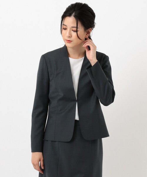 最新商品 スーツ Bahariye ノーカラー ジャケット ノーカラージャケット J Press ジェイプレス のファッション 感謝の声続々高評価 Arenatheatre Net