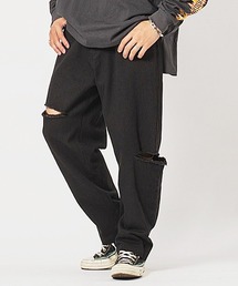 ダメージ加工ワイドシルエットパンツ