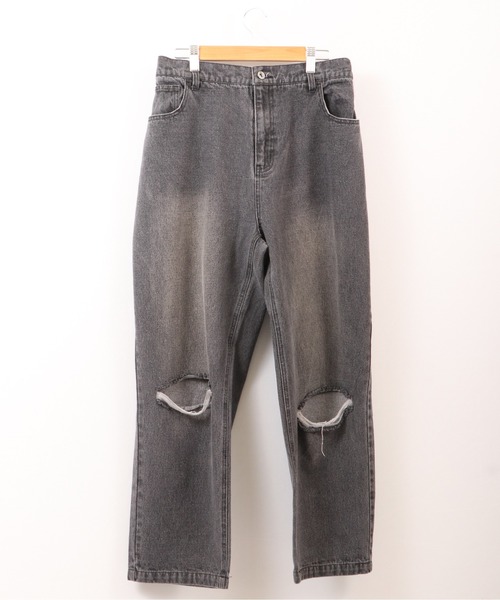 RE730（アールイーセブンサーティー）の「ダメージ加工ワイドシルエットパンツ（デニムパンツ・メンズ・ホワイト/ブラック/サックスブルー/ブラック系その他・S/M/L）」の18枚目の写真