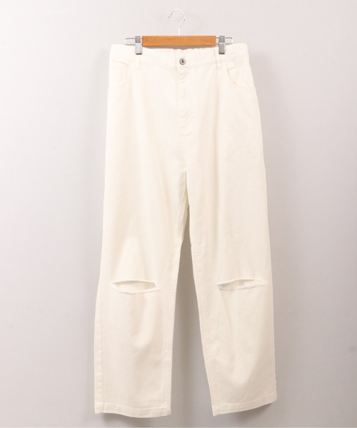 RE730（アールイーセブンサーティー）の「ダメージ加工ワイドシルエットパンツ（デニムパンツ・メンズ・ホワイト/ブラック/サックスブルー/ブラック系その他・S/M/L）」の5枚目の写真