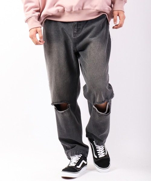 RE730（アールイーセブンサーティー）の「ダメージ加工ワイドシルエットパンツ（デニムパンツ・メンズ・ホワイト/ブラック/サックスブルー/ブラック系その他・S/M/L）」の20枚目の写真