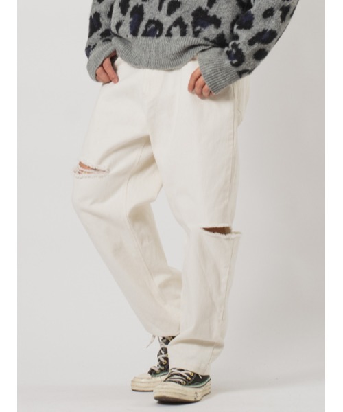 RE730（アールイーセブンサーティー）の「ダメージ加工ワイドシルエットパンツ（デニムパンツ・メンズ・ホワイト/ブラック/サックスブルー/ブラック系その他・S/M/L）」の7枚目の写真