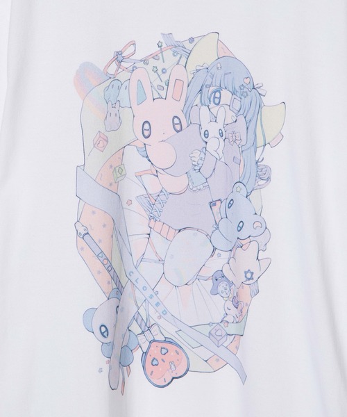 WEGO GRAPHICS（ウィゴーグラフィックス）の「WEGO/放課後アート部 ガブリイズムガブリメリーT（Tシャツ/カットソー・メンズ・ホワイト/ライトグレー・MEDIUM/LARGE/X-LARGE）」の17枚目の写真