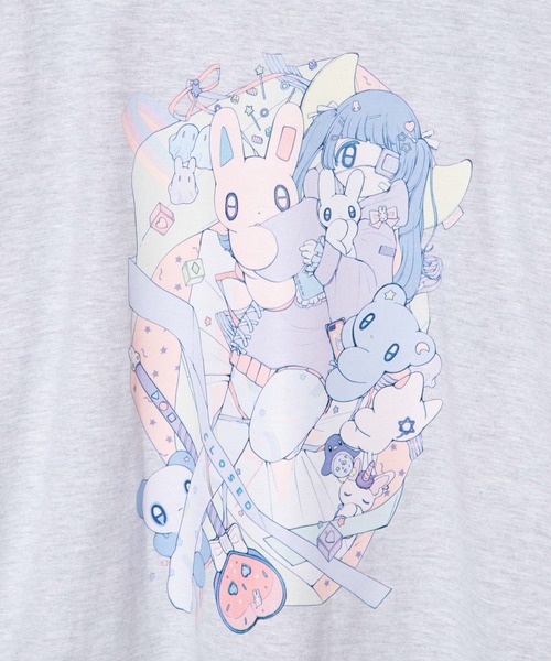 WEGO GRAPHICS（ウィゴーグラフィックス）の「WEGO/放課後アート部 ガブリイズムガブリメリーT（Tシャツ/カットソー・メンズ・ホワイト/ライトグレー・MEDIUM/LARGE/X-LARGE）」の16枚目の写真