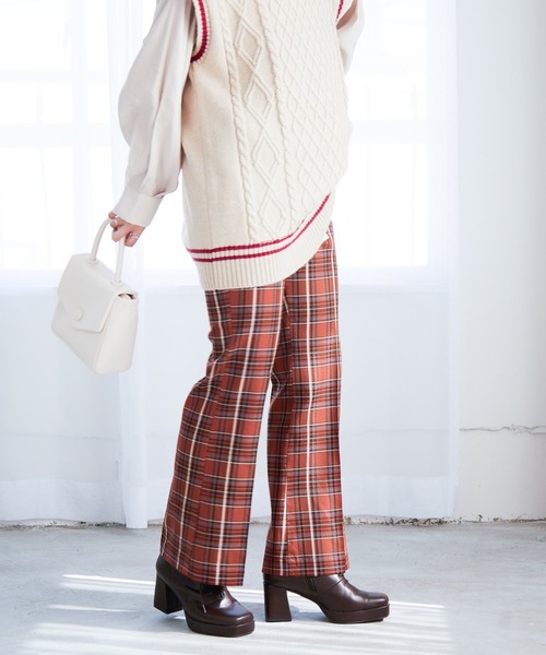 Heather（ヘザー）の「スリムフィットガラフレアパンツ 215611（その他パンツ・レディース・グレー系その他/ブラウン系その他/イエロー系その他・S/M）」の2枚目の写真