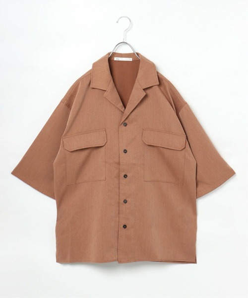ikka(イッカ)の「オープンカラーシャツジャケット(シャツ/ブラウス・メンズ・ブラウン/グレー/オリーブ・M/L)」の1枚目の写真