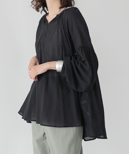 セール】ギャザースリーブボイルブラウス（シャツ/ブラウス