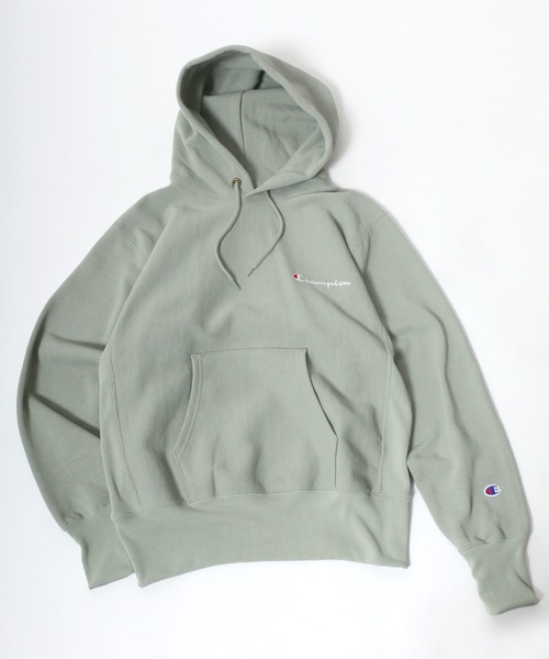 Champion（チャンピオン）の「Champion（チャンピオン）REVERSE WEAVE L.W.D.ワンポイントロゴ刺繍 裏起毛スウェットパーカー メンズ レディース ユニセックス（パーカー・メンズ・ライトグレー/ブラック/ベージュ/グリーン・S/M/L/XL）」の4枚目の写真