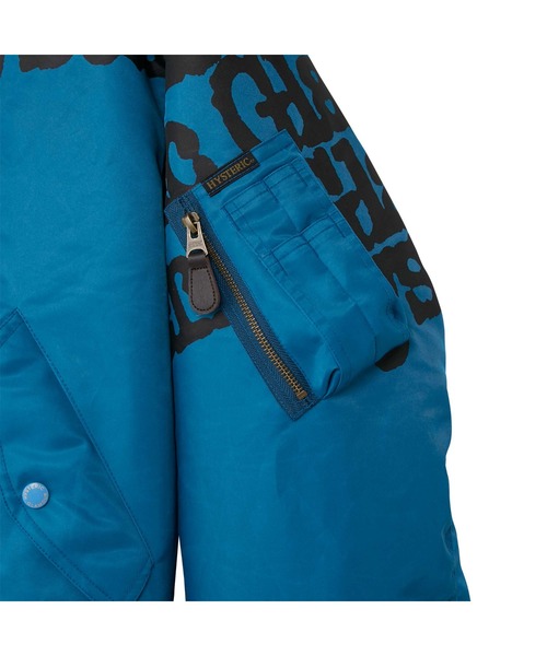 HYSTERIC GLAMOUR（ヒステリックグラマー）の「TYPE LOGO MA-1ジャケット（MA-1・メンズ・ターコイズブルー/ブラック/カーキ・X-LARGE/LARGE/MEDIUM/SMALL）」の7枚目の写真