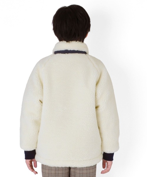 GLAZOS（グラソス）の「シープボア・薄中綿入り切替ジャケット（ブルゾン・キッズ・ブラック/オフホワイト/カーキ・140cm/150cm/160cm/170cm/130cm）」の4枚目の写真