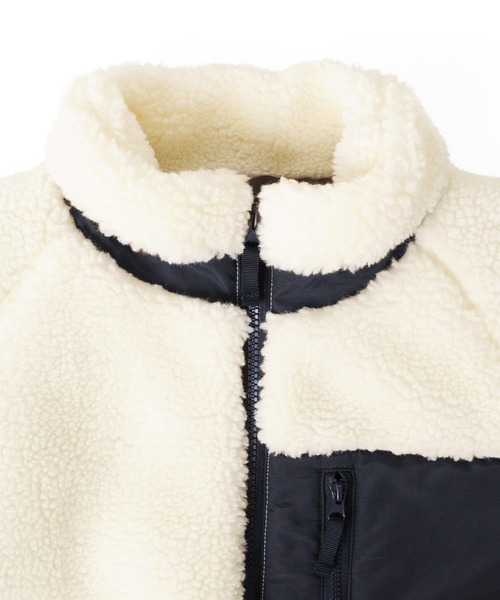 GLAZOS（グラソス）の「シープボア・薄中綿入り切替ジャケット（ブルゾン・キッズ・ブラック/オフホワイト/カーキ・140cm/150cm/160cm/170cm/130cm）」の10枚目の写真