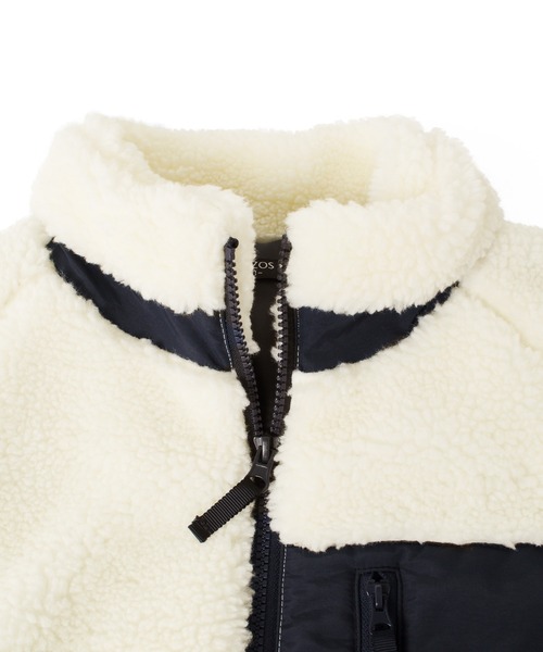 GLAZOS（グラソス）の「シープボア・薄中綿入り切替ジャケット（ブルゾン・キッズ・ブラック/オフホワイト/カーキ・140cm/150cm/160cm/170cm/130cm）」の8枚目の写真